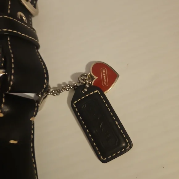 COACH G04J-1407 Vintage Black & Gray Herringbone Tweed Leather  Hobo Handbag 2YK - Picture 14 of 16